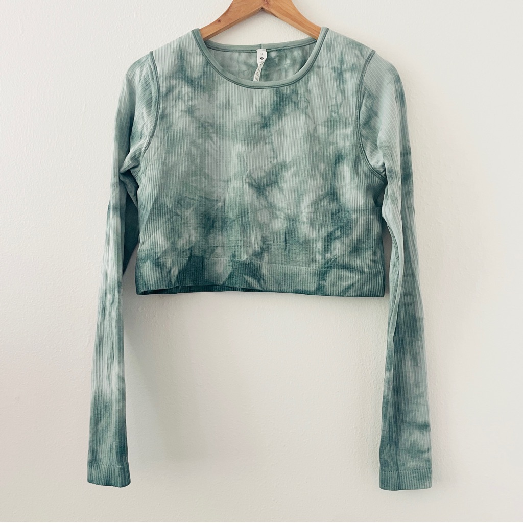 Lululemon Ebb To Street Long Sleeve Shirt In Marble Dye Green